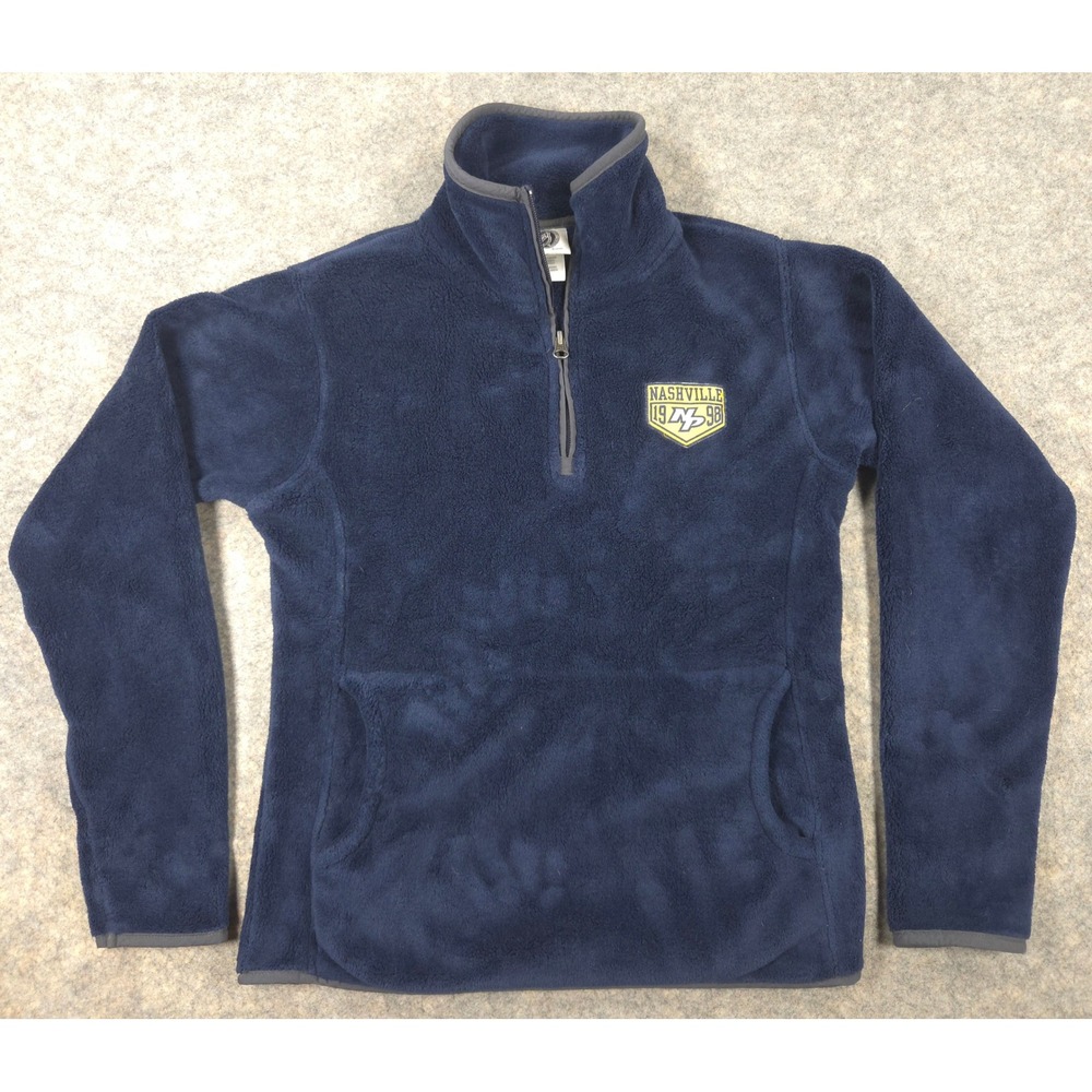 NHL Nashville Predators Womens Small Navy Blue Fleece 1/4 Zip Pullover Jacket